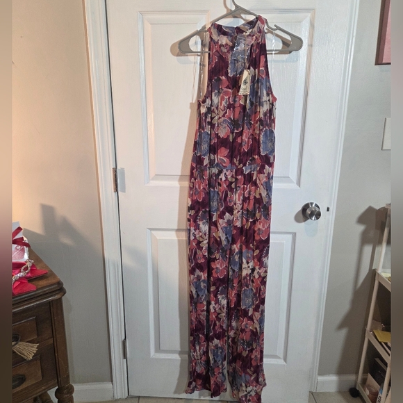 Easel Purple and Blue Floral Jumpsuit - Picture 4 of 9